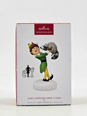 Hallmark Keepsake Elf Movie Ornament Does Someone Need A Hug Buddy & Raccoon